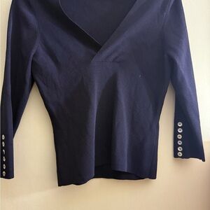 Cato Navy Long Sleeve Top‎ with Button Accents